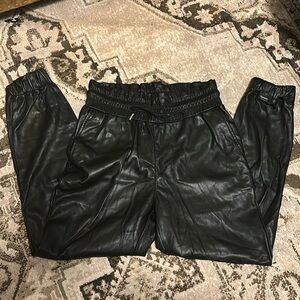 7 for all mankind faux vegan leather drawstring joggers small